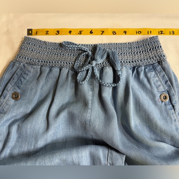 JOHN MARK Light Blue chambray smocked waist wide leg pants size S - Picture 9 of 11